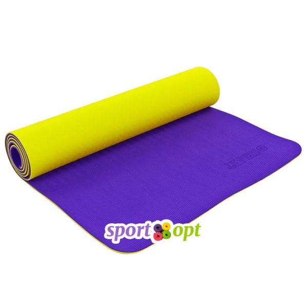 Коврик для йоги Zelart (жёлтый/фиолетовый).